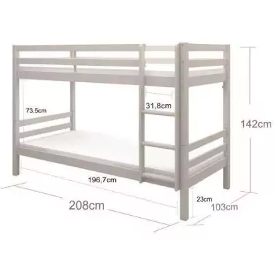 Lits superposés enfant séparables - Pin massif gris clair Lits superposés enfant séparables - Pin massif gris clair