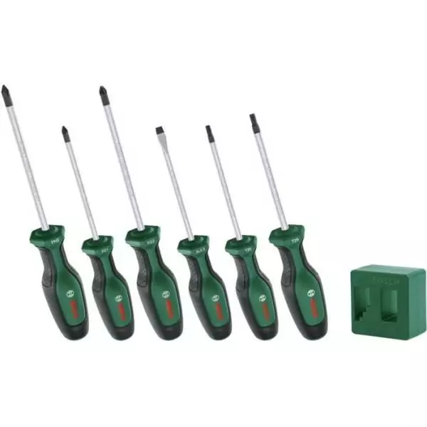 Bosch - Set de 6 tournevis Premium avec magnétiseur (6 tournevis en acier S2 extra dur magnétiseur démagnétiseur)