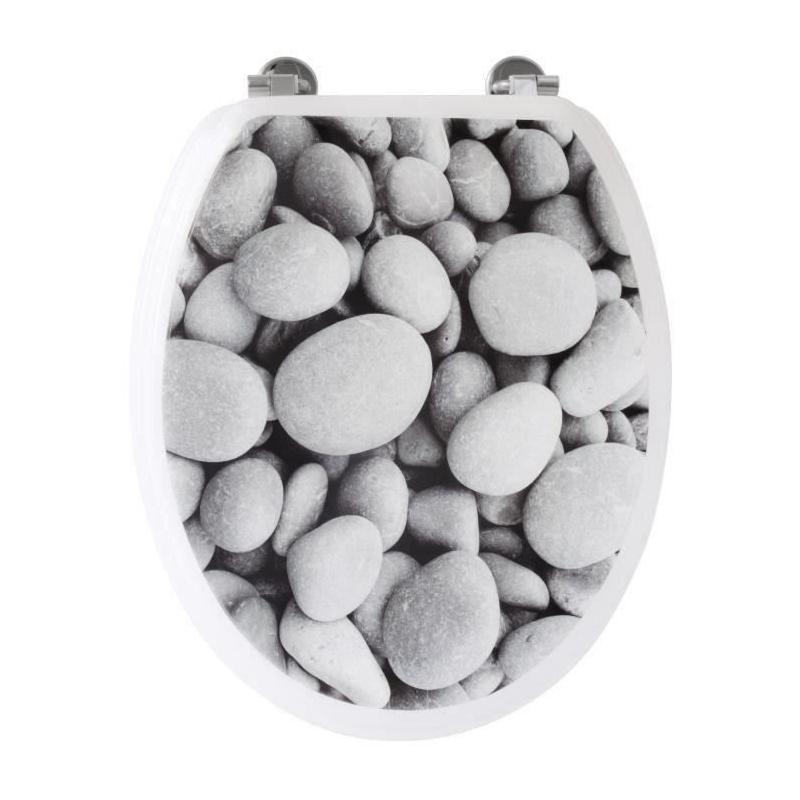 Abattant WC Galets de plage Gris - Universel