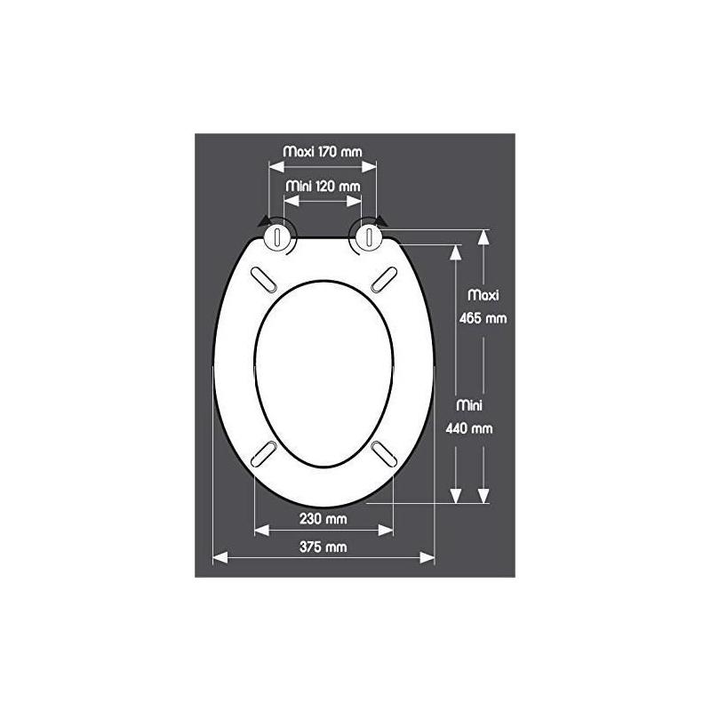 Abattant WC Galets de plage Gris - Universel