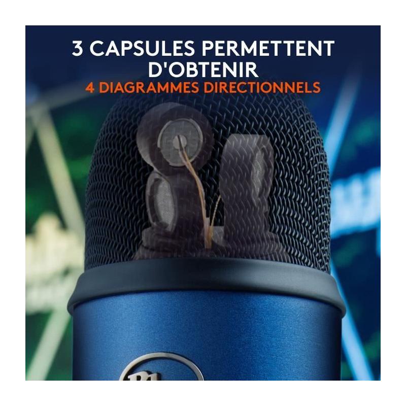 Microphone USB Premium LOGITECH G Yeti pour Enregistrement Streaming Gamer Podcast - Bleu