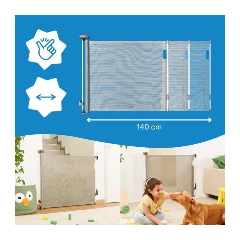 Barrière rétractable BADABULLE SAFE & ROLL pour la sécurité de bébé