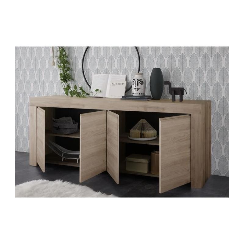 Buffet en chêne clair FAENZA - 4 portes - 210 x 42 x 81 cm