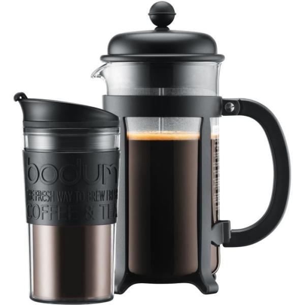 Cafetiere a piston - BODUM - JAVA SET - 8 tasses 1.0 l + mug isotherme plastique 0.35 l