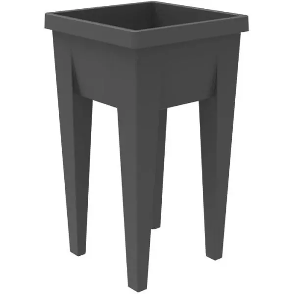 Espace potager sur pieds - EDA - Veg&Table Aromatique - 23 L - Pour Balcon - 38,5 x 38,5 x H. 68 cm - Gris Anthracite