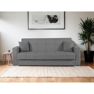 Canapé convertible 3 places ALBA gris foncé - Avec rangement - 226 x 85 x 92 cm