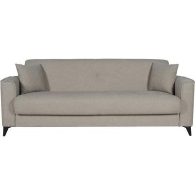 Canapé convertible 3 places BERGAMO - Tissu beige - Coffre de rangement