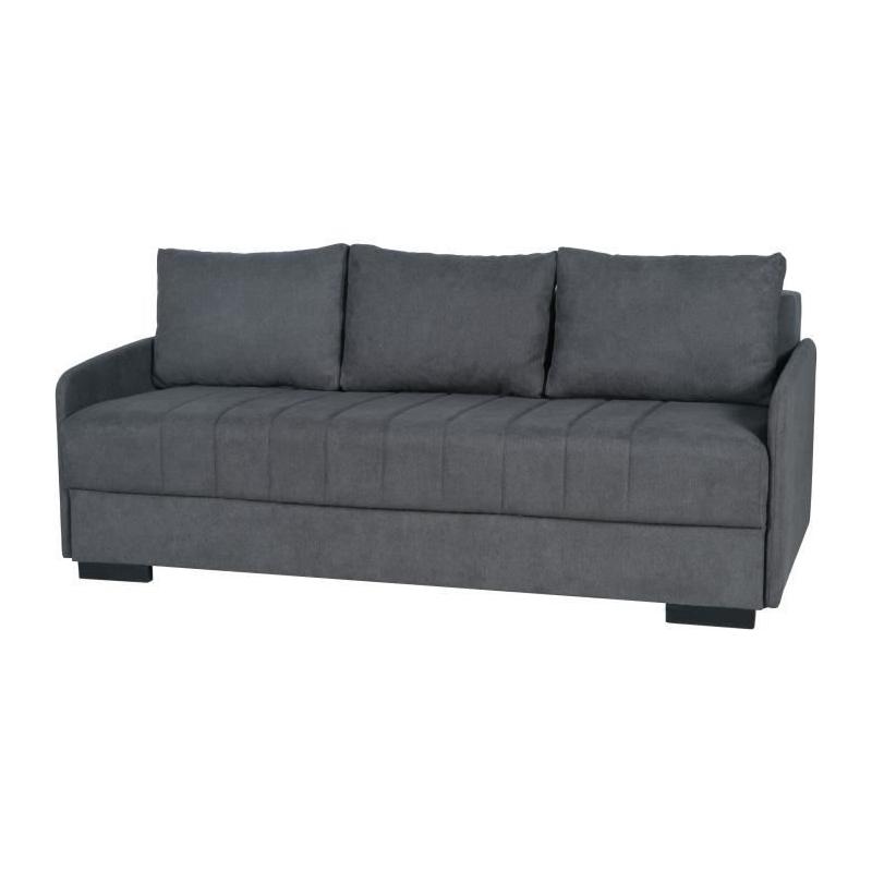 Canapé convertible 3 places BETTA - Gris clair - Couchage 145 x 190 cm