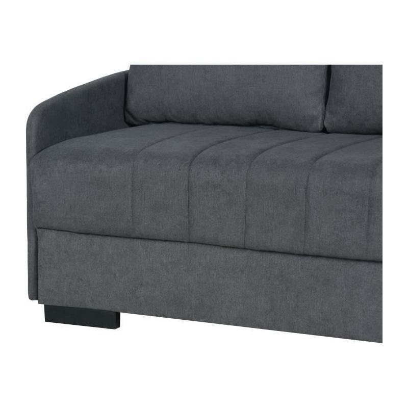 Canapé convertible 3 places BETTA - Gris clair - Couchage 145 x 190 cm