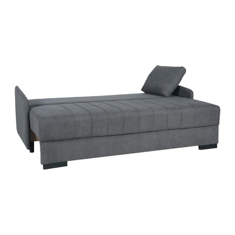 Canapé convertible 3 places BETTA - Gris clair - Couchage 145 x 190 cm