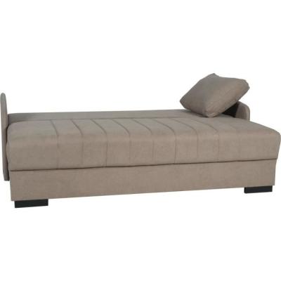 Canapé convertible 3 places BETTA - Tissu beige - Avec coffre de rangement