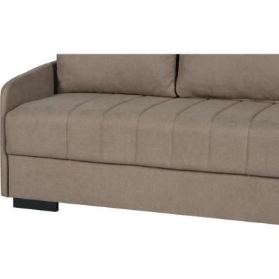 Canapé convertible 3 places BETTA - Tissu beige - Avec coffre de rangement