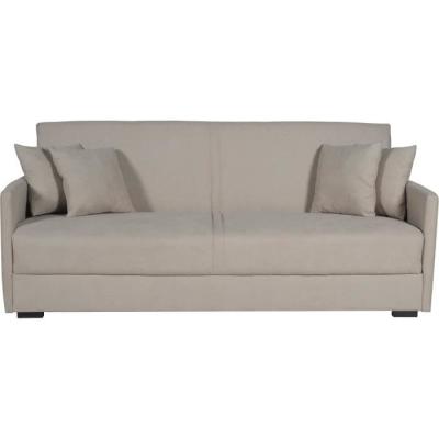 Canapé convertible 3 places BIANCA - Tissu beige - Coffre de rangement