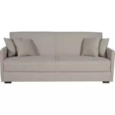 Canapé convertible 3 places BIANCA - Tissu beige - Coffre de rangement