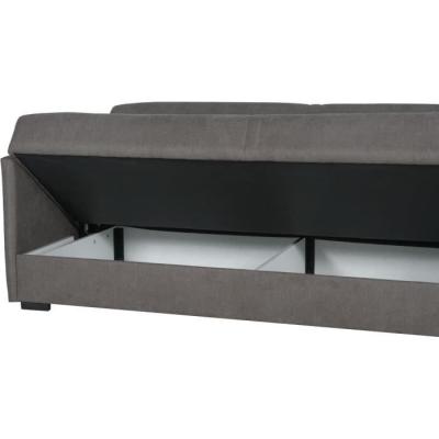 Canapé convertible 3 places BIANCA - Tissu taupe - Coffre de rangement