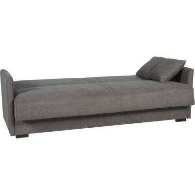 Canapé convertible 3 places BIANCA - Tissu taupe - Coffre de rangement