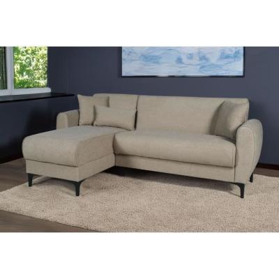 Canapé d'angle convertible réversible BILBAO - Tissu beige - 3/4 pers.