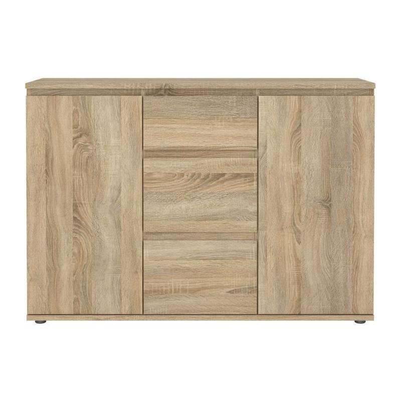 Buffet Imitation chêne - 2 portes - 3 tiroirs