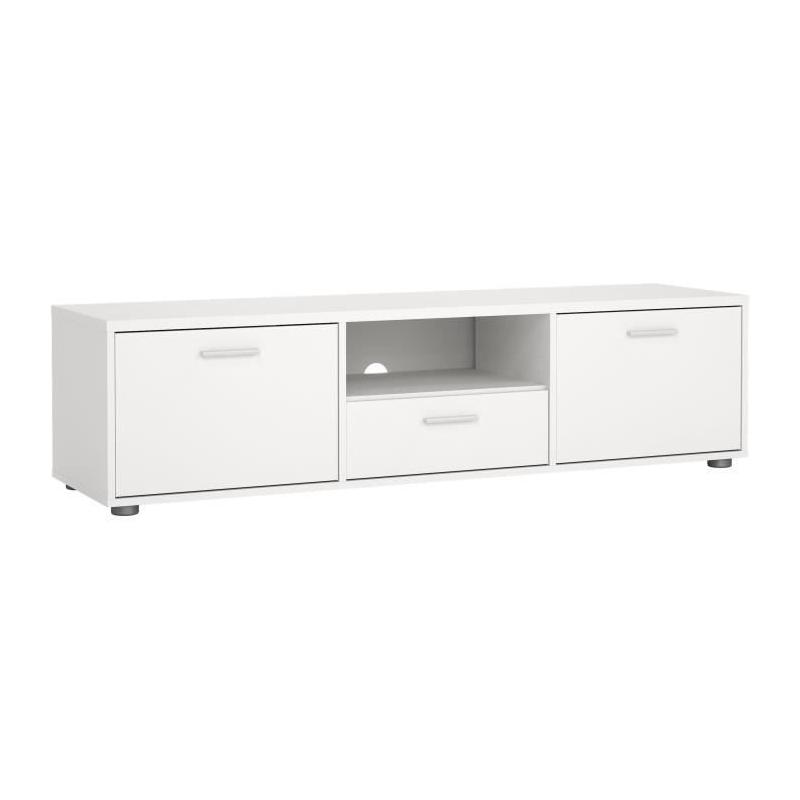 Meuble TV MEDIA Blanc mat - Design moderne - 147,2 x 39,8 x 38,4 cm