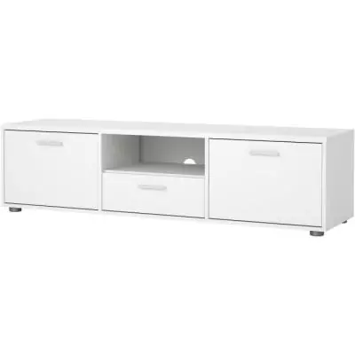 Meuble TV MEDIA Blanc mat - Design moderne - 147,2 x 39,8 x 38,4 cm Meuble TV MEDIA Blanc mat - Design moderne - 147,2 x 39,8 x 38,4 cm