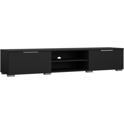 Meuble TV design - Noir mat - 2 tiroirs - 172,7 cm