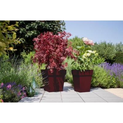 Pot de Fleur Carré TOSCANE 50 cm - Rouge Bourgogne