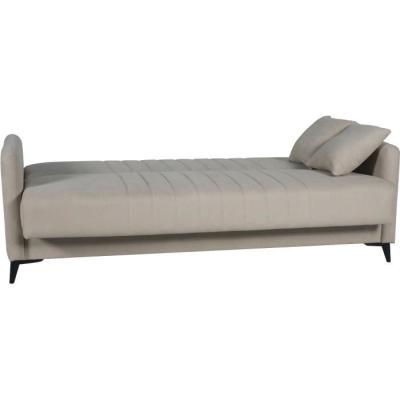 Canapé convertible 3 places ENZO beige - 2 coussins - Coffre rangement