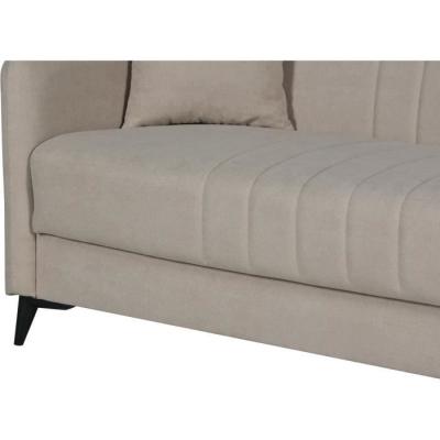 Canapé convertible 3 places ENZO beige - 2 coussins - Coffre rangement