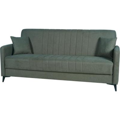 Canapé convertible 3 places ENZO - Tissu vert foncé - Coffre de rangement