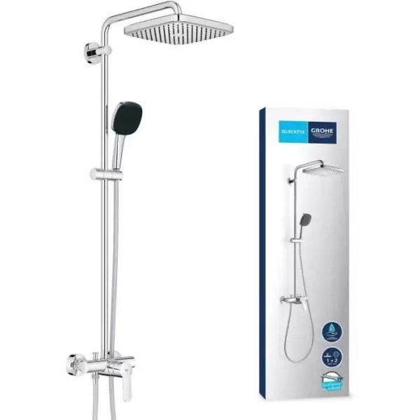 Colonne de douche avec mitigeur monocommande - Economie d'eau - GROHE Vitalio Comfort 250 - Chromé - 26985001