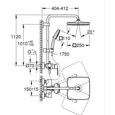 Colonne de douche GROHE Vitalio Comfort 250 - Economie d'eau