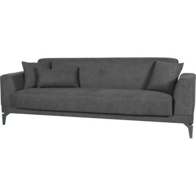 Canapé convertible 3 places HENRY - Tissu gris clair - Design moderne