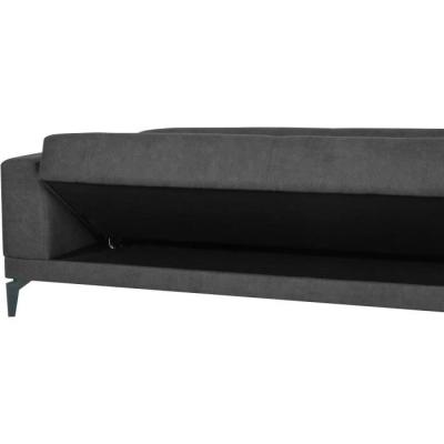 Canapé convertible 3 places HENRY - Tissu gris clair - Design moderne