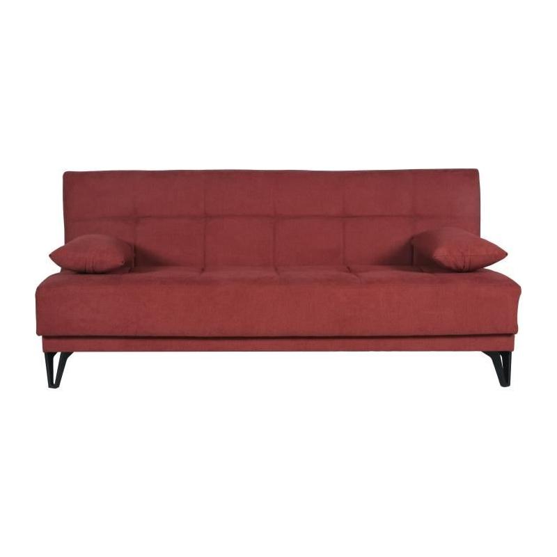 Banquette convertible 3 places LIMRA rouge - Avec rangement - 190 x 87 x 87 cm