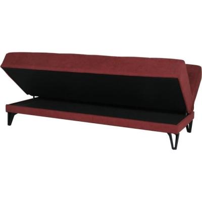 Banquette convertible 3 places LIMRA rouge - Avec rangement - 190 x 87 x 87 cm