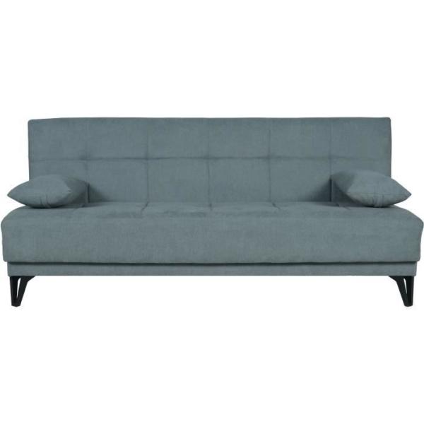 Banquette convertible 3 places - LIMRA - Tissu menthe- 2 coussins - Coffre de rangement - 190 x 87 x 87 cm