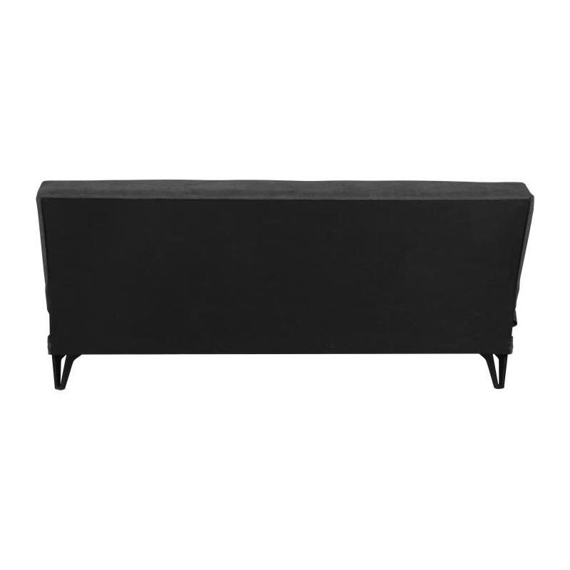 Banquette convertible 3 places LIMRA - Tissu gris clair - Coffre de rangement