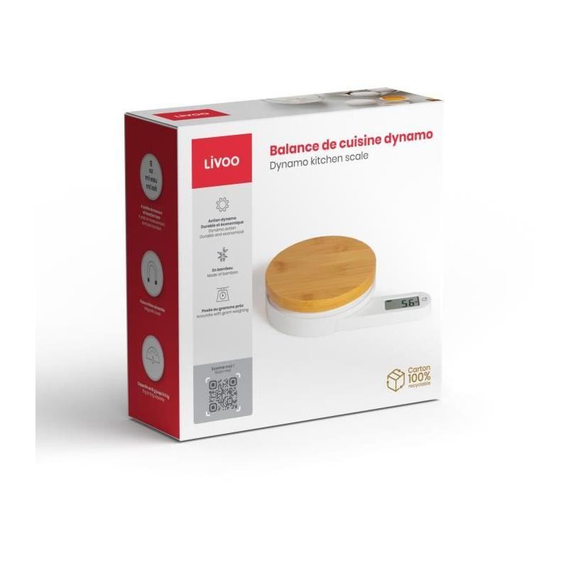 Balance de cuisine dynamo - LIVOO - Sans pile ni chargement - 5kg - 4 unités - Écran