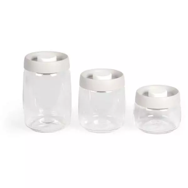 Set de 3 bocaux sous vide - LIVOO - MEN401 - 400 ml, 800 ml, et 1,2 L - Verre borosciliate - Compatible congélation