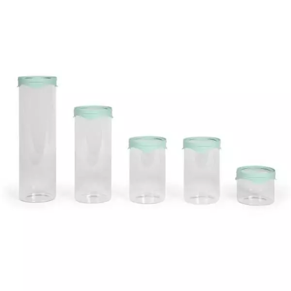 Set de 5 bocaux de conservation - LIVOO - MEN399 - 450 ml - Verre borosciliate - Couvercle en silicone et verre