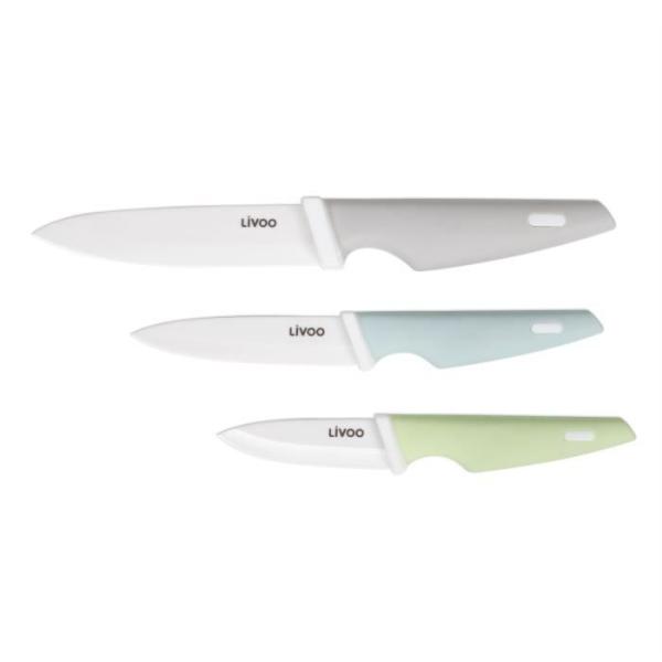 Bloc de 3 couteaux - LIVOO - MEC137 - 7,5 / 10 / 12,5 cm - Lame céramique - Compatible lave-vaisselle