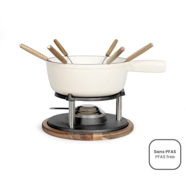 Service a fondue tradition - LIVOO - MEN426C - 2,6L - 6 personnes - Fonte émaillée - 6 fourchettes - Caquelon compatible tous