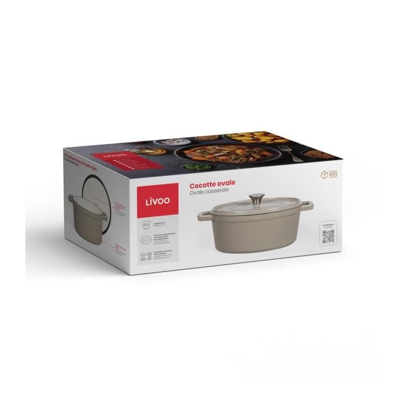 Cocotte ovale Livoo MEP129G - Gris: Cuisinez avec style!
