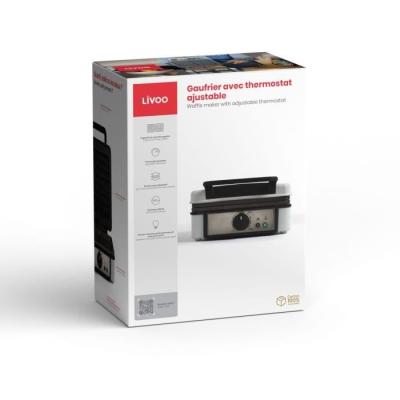Gaufrier LIVOO DOP206 - 1200W - Thermostat ajustable - 2 gaufres