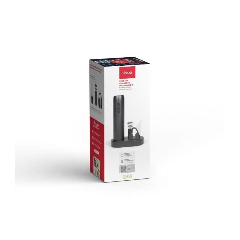 Tire-bouchon électrique rechargeable LIVOO - 5 accessoires - Facilité par pression
