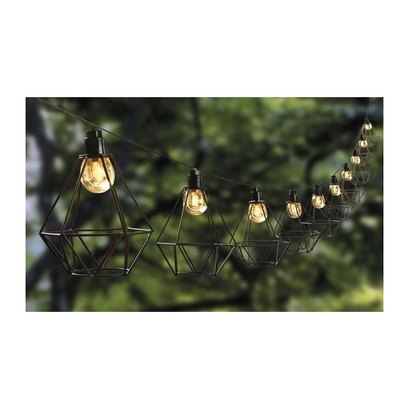 Guirlande solaire cage diamant extérieur - LUMI JARDIN - 10 LED - 3,8m