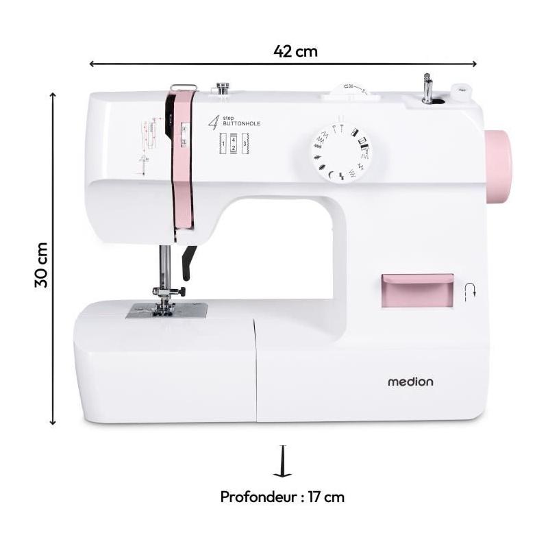 Machine à Coudre MEDION SM 70 Rose - 12 Points - LED