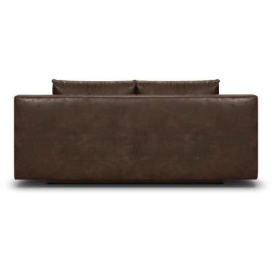 Canapé convertible 3 places MIKA - Marron foncé vintage - Coffre