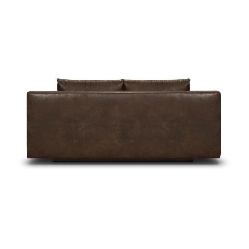 Canapé convertible 3 places MIKA - Marron foncé vintage - Coffre