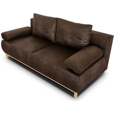 Canapé convertible 3 places MIKA - Marron foncé vintage - Coffre